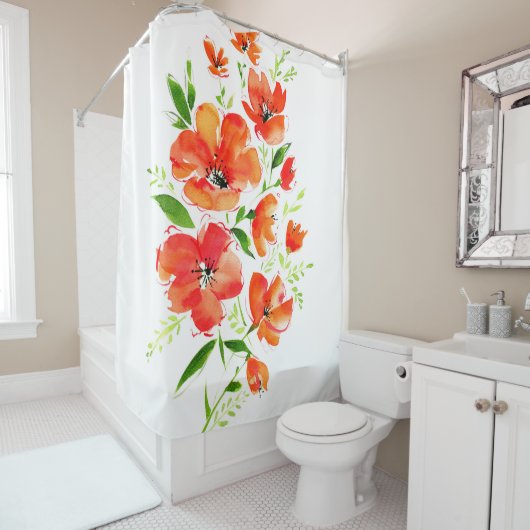 観賞用のケシの花の水色の花束 シャワーカーテン (インサイチュ)