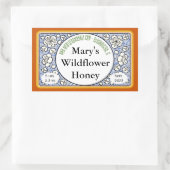 観賞用の花と芽はちみつ瓶 長方形シール (バッグ)