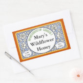 観賞用の花と芽はちみつ瓶 長方形シール (封筒)