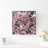 観賞用の花の木の上のピンクの花 スクエア壁時計 (ホーム)