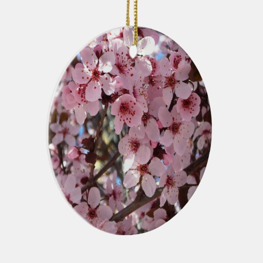 観賞用の花の木の上のピンクの花 セラミックオーナメント (右)