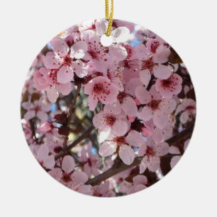 観賞用の花の木の上のピンクの花 セラミックオーナメント