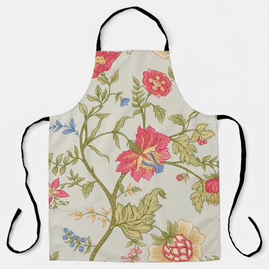 観賞用の花を様式化したシームレスなパターン  エプロン (正面)