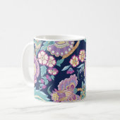 観賞用の花を様式化したシームレスなパターン コーヒーマグカップ (正面左)