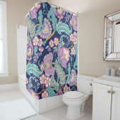 観賞用の花を様式化したシームレスなパターン シャワーカーテン (インサイチュ)