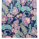 観賞用の花を様式化したシームレスなパターン  シャワーカーテン (正面)