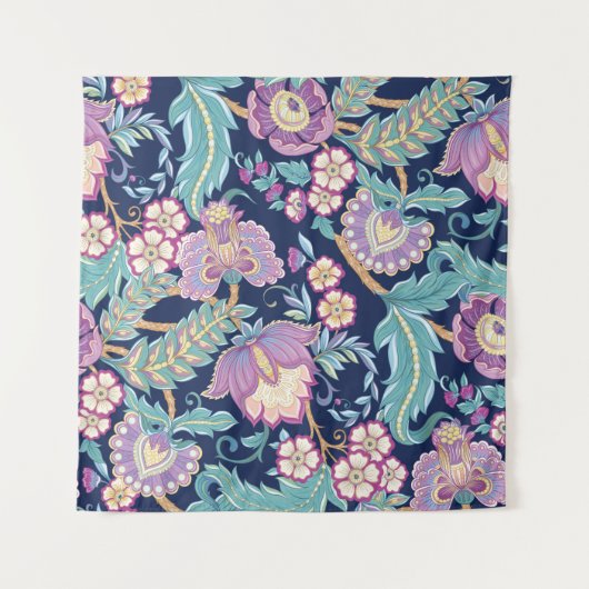 観賞用の花を様式化したシームレスなパターン  タペストリー (正面(横))