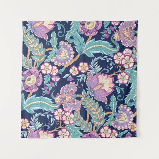 観賞用の花を様式化したシームレスなパターン  タペストリー (正面)