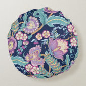 観賞用の花を様式化したシームレスなパターン  ラウンドクッション (裏面)