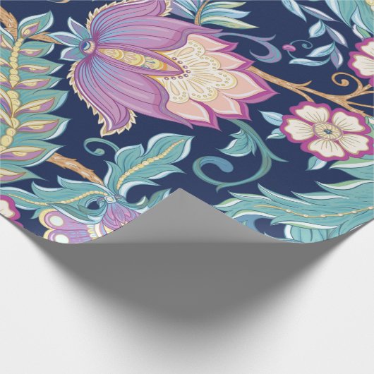 観賞用の花を様式化したシームレスなパターン  ラッピングペーパー (角)