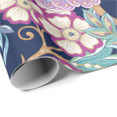 観賞用の花を様式化したシームレスなパターン ラッピングペーパー (ロールコーナー)