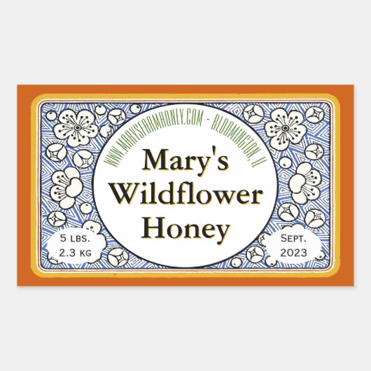 観賞用の花芽ハニージャー 長方形シール (正面)