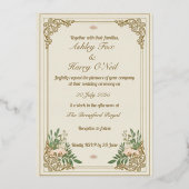 観賞用の華やかな結婚式招待状 箔招待状 (正面)