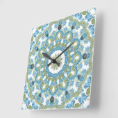 観賞用の青い緑の白い装飾 スクエア壁時計 (傾斜)