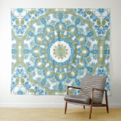 観賞用の青い緑の白い装飾 タペストリー (インサイチュ(横))