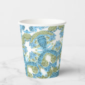 観賞用の青い緑の白い装飾 紙コップ (正面)