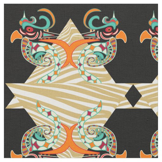 観賞用の鳥とゼブラ ファブリック (クローズアップ)