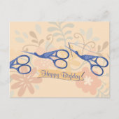 観賞用の鳥のコウノトリはさみ裁縫 ポストカード (正面)