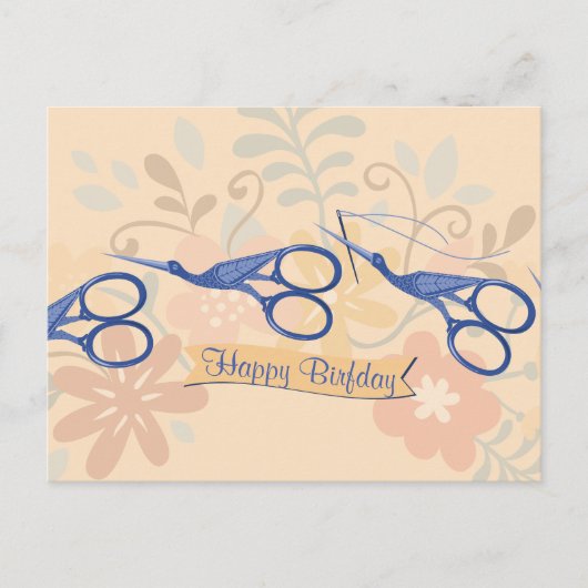 観賞用の鳥のコウノトリはさみ裁縫 ポストカード (正面)