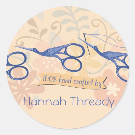 観賞用の鳥のコウノトリはさみ裁縫 ラウンドシール (正面)