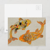 観賞用カラフルコイ魚泳ぎ ポストカード (正面/裏面)