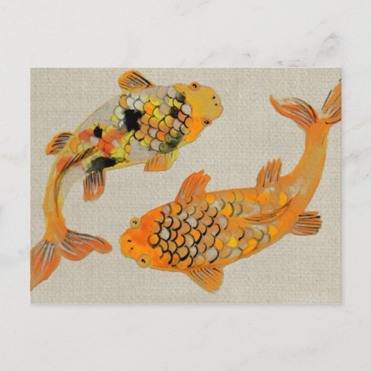 観賞用カラフルコイ魚泳ぎ ポストカード (正面)