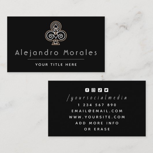 観賞用クラブカジノナイトトランプのポーカープレーヤークローピア 名刺 (正面/裏面)