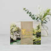 観賞用スクロール童話結婚式招待状 箔シーズンポストカード (立ち正面)