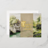 観賞用スクロール童話結婚式招待状 箔シーズンポストカード (正面/裏面)