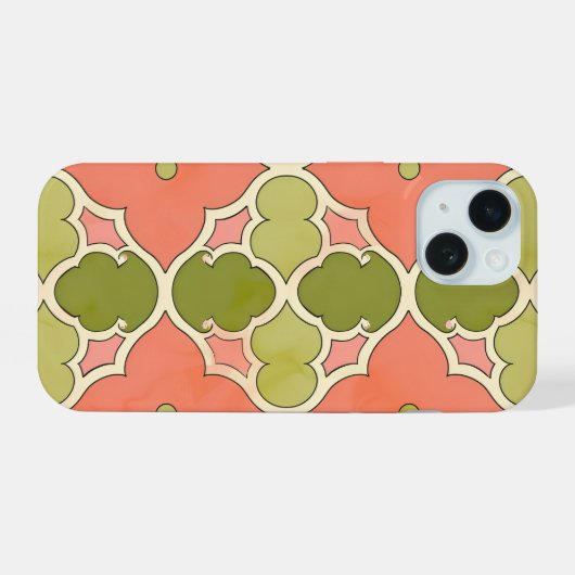 観賞用タイルの花 iPhone 15ケース (裏面横)