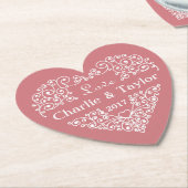 観賞用ハートカスタム文字紙コースター ペーパーコースター (アングル)
