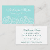 観賞用フェミニンのアクアとホワイト名刺 名刺 (正面/裏面)