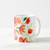 観賞用ポピーの水色：孤立ブーケ コーヒーマグカップ (正面右)