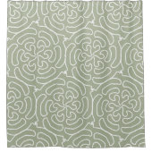 観賞用抽象芸術セージ緑のパターン シャワーカーテン (正面)