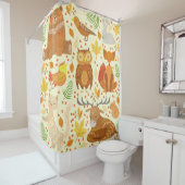 観賞用森林動物イラストレーション。 シャワーカーテン (インサイチュ)