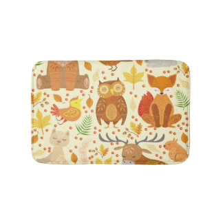 観賞用森林動物イラストレーション。 バスマット