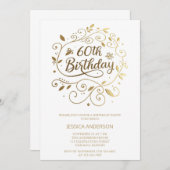 観賞用金ゴールド書道60歳の誕生日パーティー 招待状 (正面/裏面)