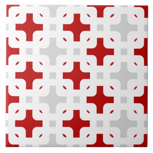 観賞用、モダンバーガンディ、白、薄い灰色 タイル (正面)