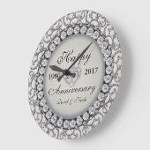 観賞記念日カスタムモノグラム ラージ壁時計 (傾斜)