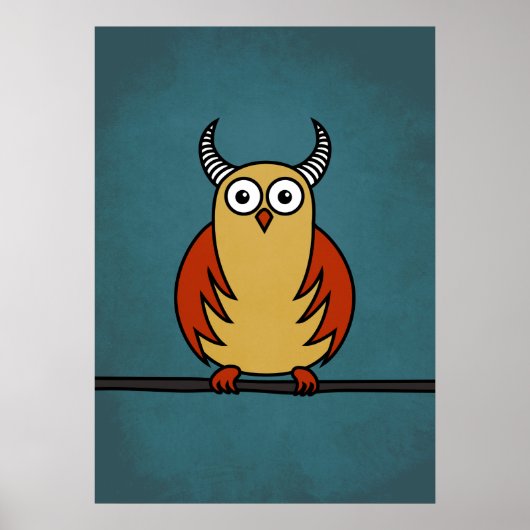 角おもしろいを持つ漫画のフクロウ ポスター (正面)
