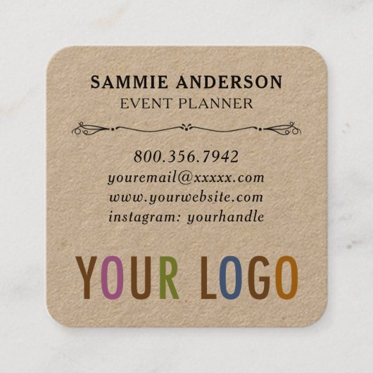 角が丸いクラフトスクエアビジネスカード スクエア名刺 (正面)