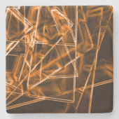 角が四角くオレンジ色の斑点 ストーンコースター (正面)