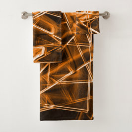 角が四角くオレンジ色の斑点 バスタオルセット