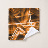 角が四角くオレンジ色の斑点 バスタオルセット (ウォッシュタオル)