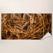 角が四角くオレンジ色の斑点 ビーチタオル (正面)