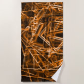 角が四角くオレンジ色の斑点 ビーチタオル (正面)