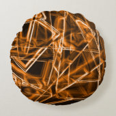 角が四角くオレンジ色の斑点 ラウンドクッション (正面)