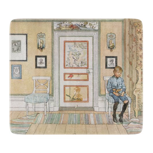 角に座っている少年（Carl Larsson著） カッティングボード (正面)