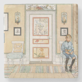 角に座っている少年（Carl Larsson著） ストーンコースター