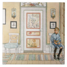 角に座っている少年（Carl Larsson著） タイル